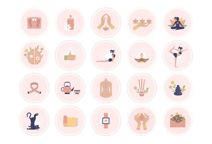 Ladystrategist 50 Yoga Instagram Story Highlight Covers Canva Templates instagram canva templates social media templates etsy free canva templates