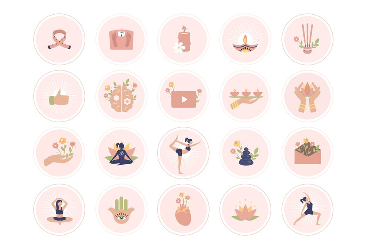 Ladystrategist 50 Yoga Instagram Story Highlight Covers Canva Templates instagram canva templates social media templates etsy free canva templates