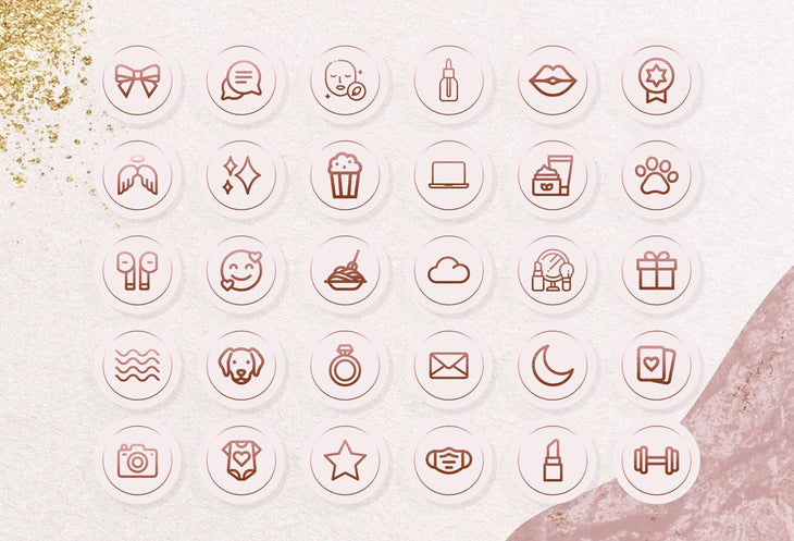 Ladystrategist 90 Essential Instagram Story Highlight Covers - Rose Gold instagram canva templates social media templates etsy free canva templates