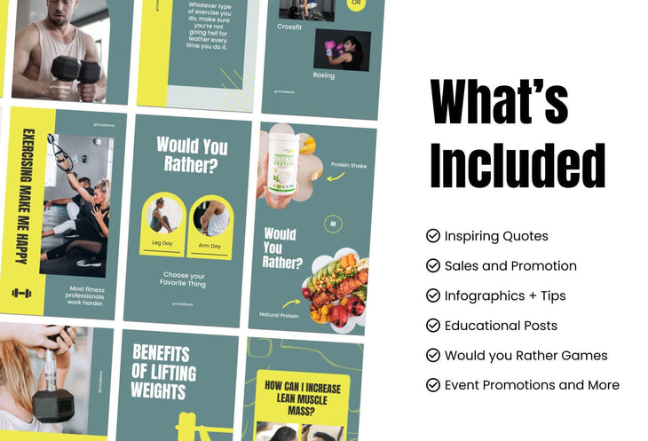 Ladystrategist 97 Done-for-You Fitness Instagram Stories Canva Templates - Dark Cyan instagram canva templates social media templates etsy free canva templates