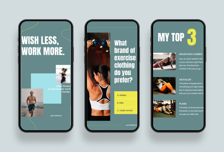 Ladystrategist 97 Done-for-You Fitness Instagram Stories Canva Templates - Dark Cyan instagram canva templates social media templates etsy free canva templates