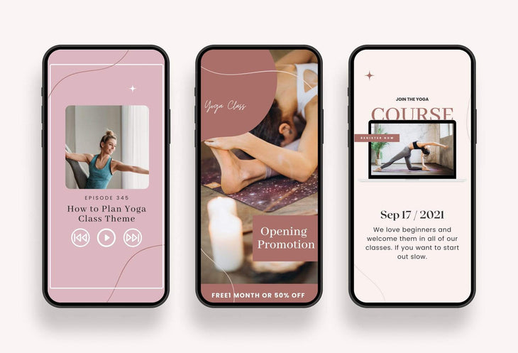 Ladystrategist 97 Done-for-You Yoga Instagram Stories Canva Templates Rose instagram canva templates social media templates etsy free canva templates