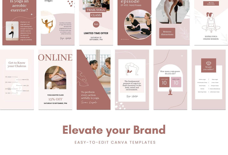 Ladystrategist 97 Done-for-You Yoga Instagram Stories Canva Templates Rose instagram canva templates social media templates etsy free canva templates