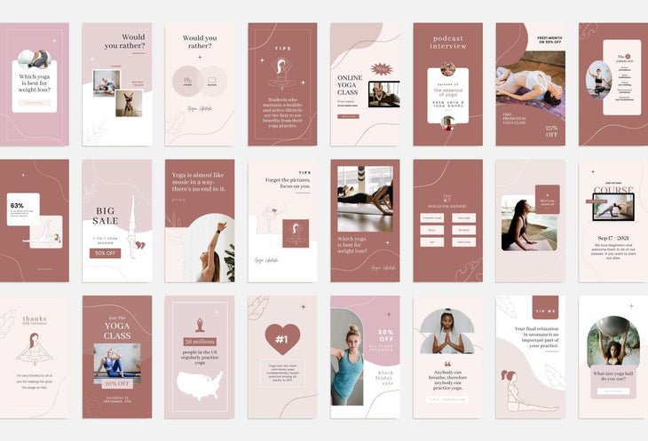 Ladystrategist 97 Done-for-You Yoga Instagram Stories Canva Templates Rose instagram canva templates social media templates etsy free canva templates