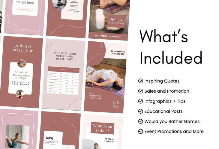 Ladystrategist 97 Done-for-You Yoga Instagram Stories Canva Templates Rose instagram canva templates social media templates etsy free canva templates
