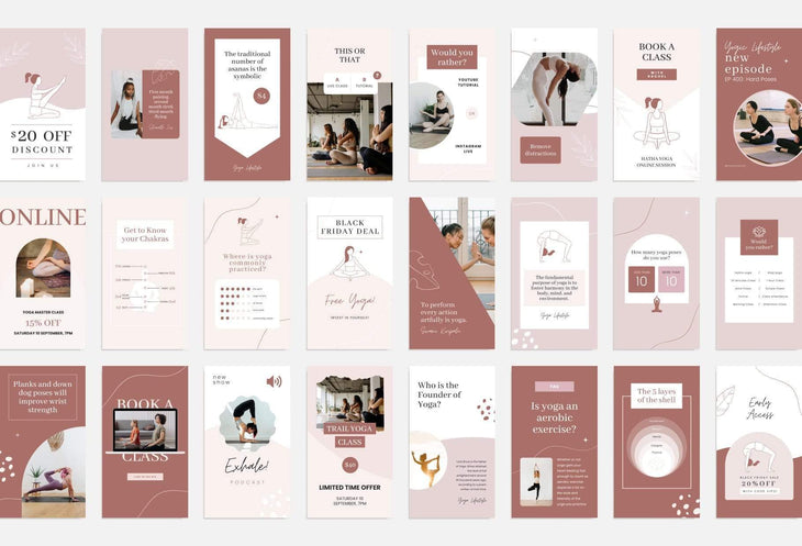 Ladystrategist 97 Done-for-You Yoga Instagram Stories Canva Templates Rose instagram canva templates social media templates etsy free canva templates