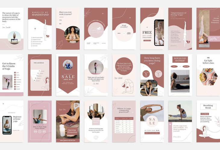 Ladystrategist 97 Done-for-You Yoga Instagram Stories Canva Templates Rose instagram canva templates social media templates etsy free canva templates