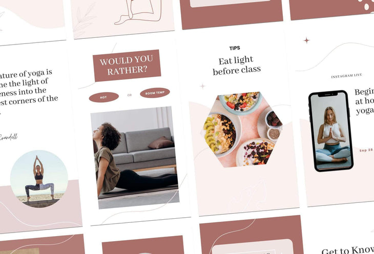 Ladystrategist 97 Done-for-You Yoga Instagram Stories Canva Templates Rose instagram canva templates social media templates etsy free canva templates