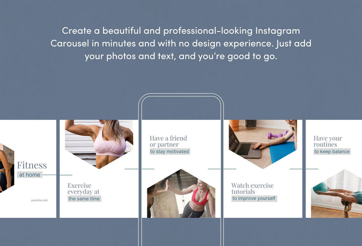 Ladystrategist Abigail Fitness 6-Page Carousel Canva Template instagram canva templates social media templates etsy free canva templates