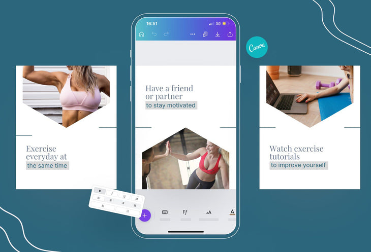 Ladystrategist Abigail Fitness 6-Page Carousel Canva Template instagram canva templates social media templates etsy free canva templates