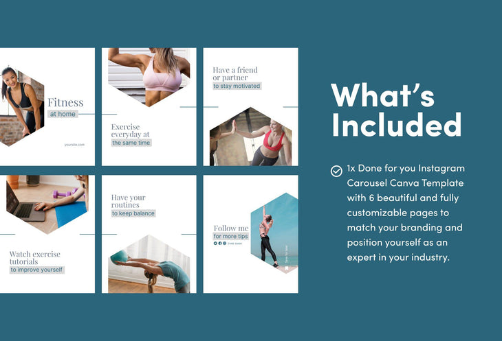 Ladystrategist Abigail Fitness 6-Page Carousel Canva Template instagram canva templates social media templates etsy free canva templates