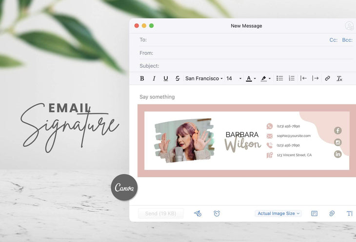 Ladystrategist Barbara Email Signature Template Editable Canva Template Rose Gold instagram canva templates social media templates etsy free canva templates