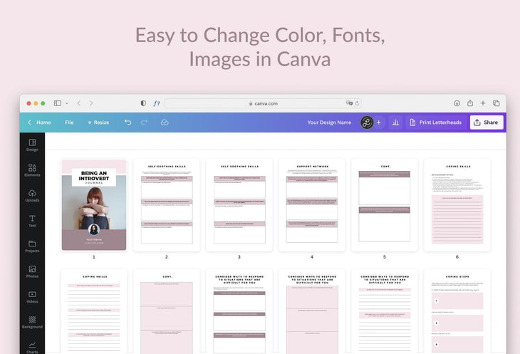 Ladystrategist Being an Introvert Planner Canva Template A4 Size instagram canva templates social media templates etsy free canva templates