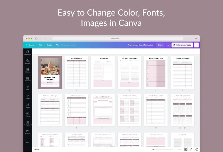 Ladystrategist Birthday Planner Canva Template instagram canva templates social media templates etsy free canva templates