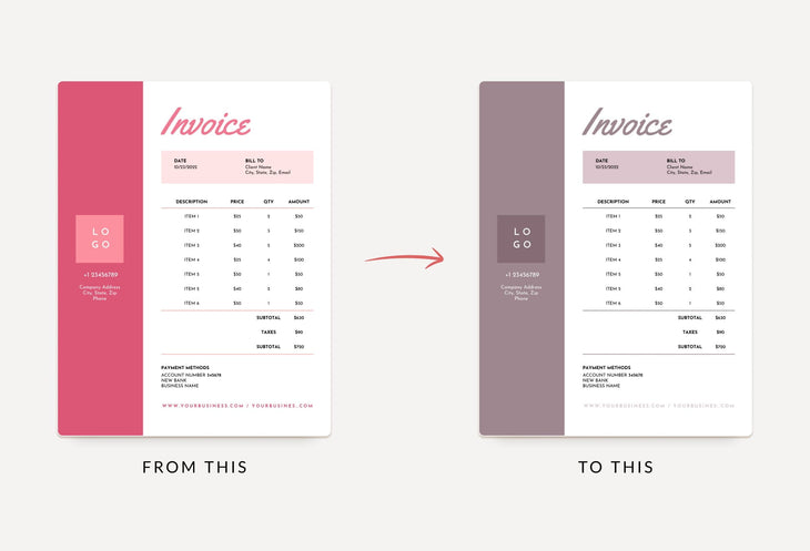 Ladystrategist Blush Pink Invoice Canva Template Printable and Editable instagram canva templates social media templates etsy free canva templates