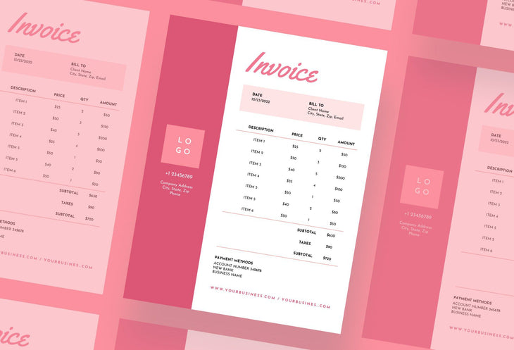 Ladystrategist Blush Pink Invoice Canva Template Printable and Editable instagram canva templates social media templates etsy free canva templates