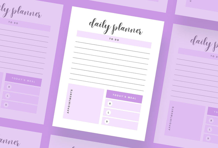 Ladystrategist Bright Lavender Daily Planner Printable and Editable Canva Template instagram canva templates social media templates etsy free canva templates
