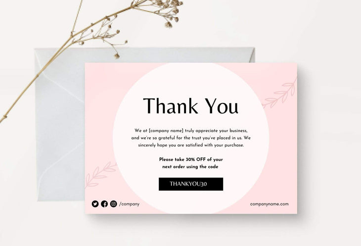 Ladystrategist Brigitte Printable Thank You Card Packaging Insert Note Canva Template instagram canva templates social media templates etsy free canva templates