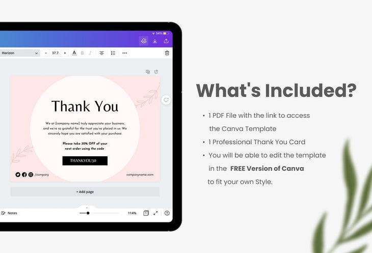 Ladystrategist Brigitte Printable Thank You Card Packaging Insert Note Canva Template instagram canva templates social media templates etsy free canva templates