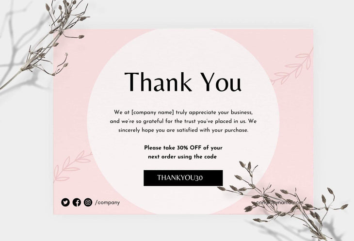 Ladystrategist Brigitte Printable Thank You Card Packaging Insert Note Canva Template instagram canva templates social media templates etsy free canva templates
