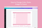 Ladystrategist Cameo Pink Annual Bill Tracker Printable and Editable Canva Template instagram canva templates social media templates etsy free canva templates