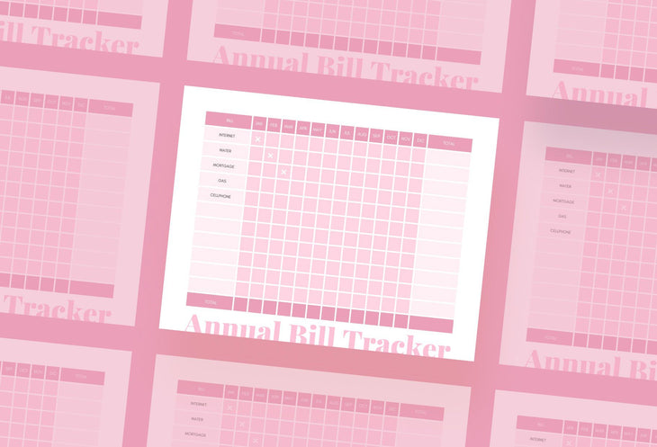 Ladystrategist Cameo Pink Annual Bill Tracker Printable and Editable Canva Template instagram canva templates social media templates etsy free canva templates