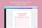 Ladystrategist Chinese Pink Annual Bill Tracker Printable and Editable Canva Template instagram canva templates social media templates etsy free canva templates