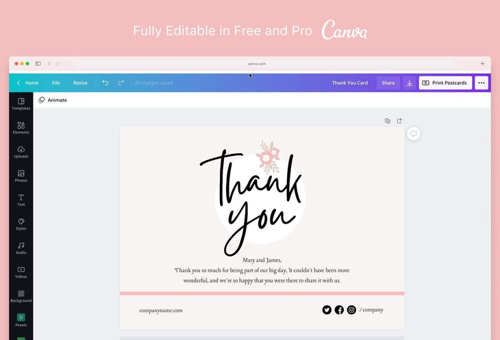 Ladystrategist Cristina Printable Thank You Card Packaging Insert Note Canva Template instagram canva templates social media templates etsy free canva templates
