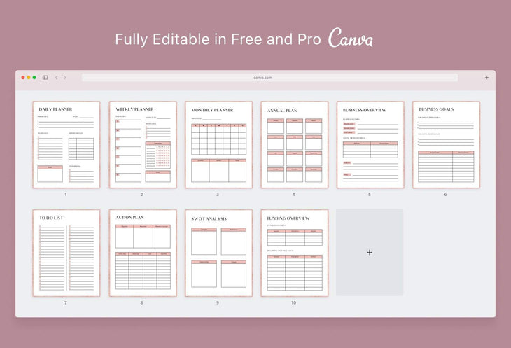 Ladystrategist Daily and Weekly Planners and Overview Printable + Editable Canva Planner Template instagram canva templates social media templates etsy free canva templates