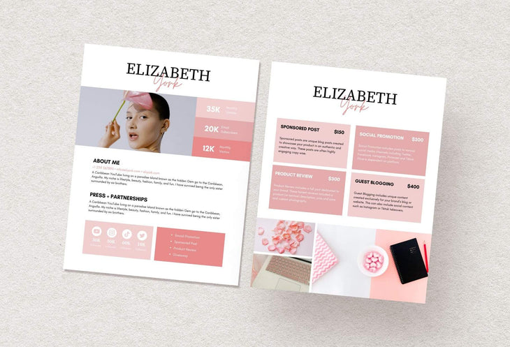 Ladystrategist Elizabeth Media Kit Canva Template for Influencers instagram canva templates social media templates etsy free canva templates