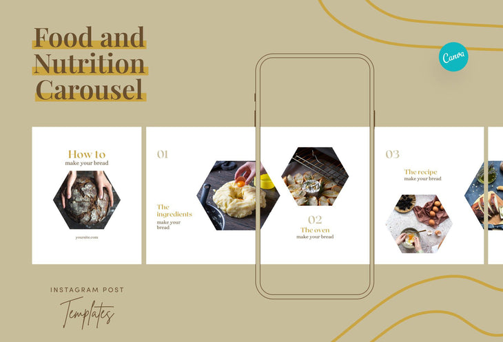 Ladystrategist Emily Food and Nutrition 6-Page Carousel Canva Template instagram canva templates social media templates etsy free canva templates