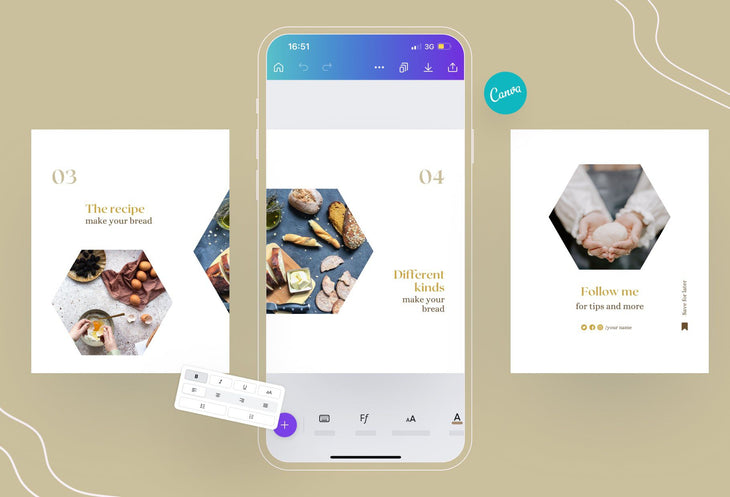 Ladystrategist Emily Food and Nutrition 6-Page Carousel Canva Template instagram canva templates social media templates etsy free canva templates