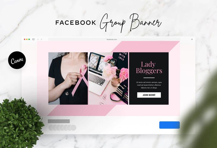 Ladystrategist Facebook Group Banner Pastel Pink Canva Templates instagram canva templates social media templates etsy free canva templates