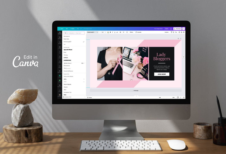 Ladystrategist Facebook Group Banner Pastel Pink Canva Templates instagram canva templates social media templates etsy free canva templates