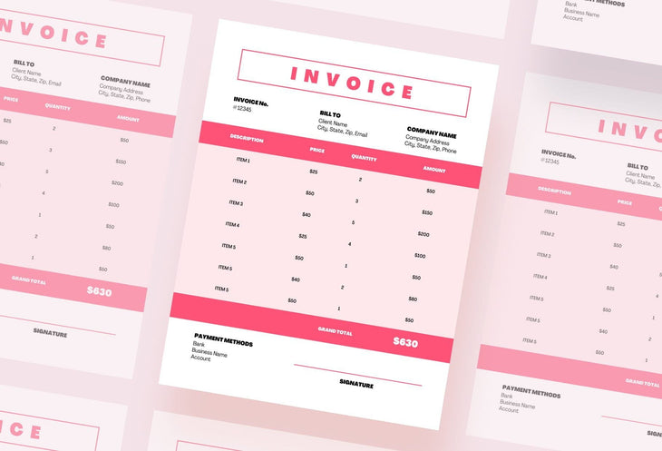 Ladystrategist Fiery Rose Invoice Canva Template Printable and Editable instagram canva templates social media templates etsy free canva templates