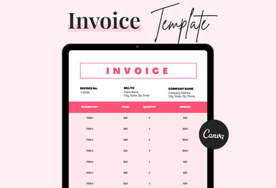 Ladystrategist Fiery Rose Invoice Canva Template Printable and Editable instagram canva templates social media templates etsy free canva templates