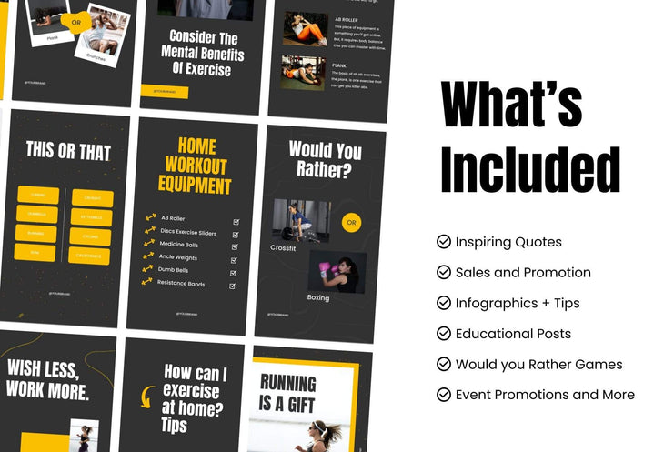Ladystrategist FITNESS POWER - 97 Done-for-You Fitness Instagram Stories - Fully Editable Canva Templates instagram canva templates social media templates etsy free canva templates