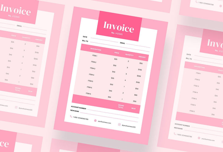 Ladystrategist Flamingo Pink Invoice Canva Template Printable and Editable instagram canva templates social media templates etsy free canva templates