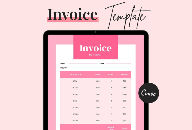 Ladystrategist Flamingo Pink Invoice Canva Template Printable and Editable instagram canva templates social media templates etsy free canva templates
