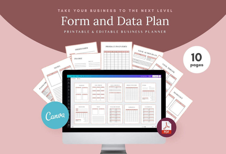 Ladystrategist Form and Data Plan Printable and Editable Canva Planner Template instagram canva templates social media templates etsy free canva templates