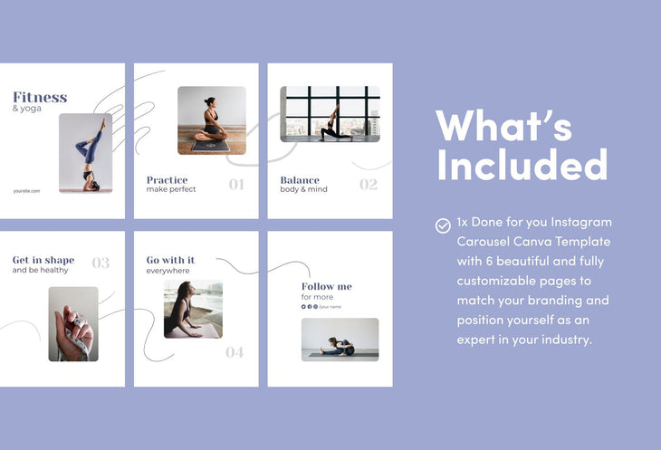 Ladystrategist Gianna Fitness 6-Page Carousel Canva Template instagram canva templates social media templates etsy free canva templates