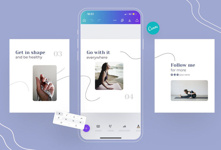Ladystrategist Gianna Fitness 6-Page Carousel Canva Template instagram canva templates social media templates etsy free canva templates