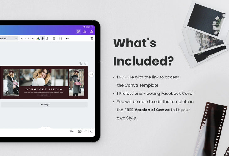 Ladystrategist Gorgeous Studio Facebook Cover for Photographers Editable Canva Template instagram canva templates social media templates etsy free canva templates