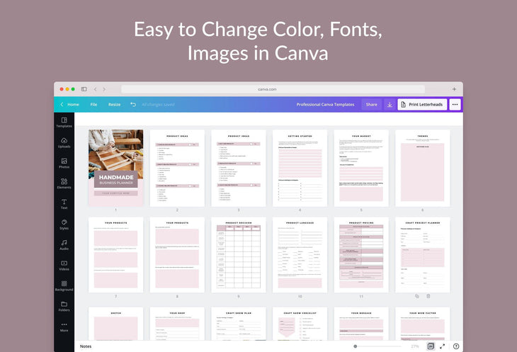 Ladystrategist Handmade Business Planner Canva Template instagram canva templates social media templates etsy free canva templates