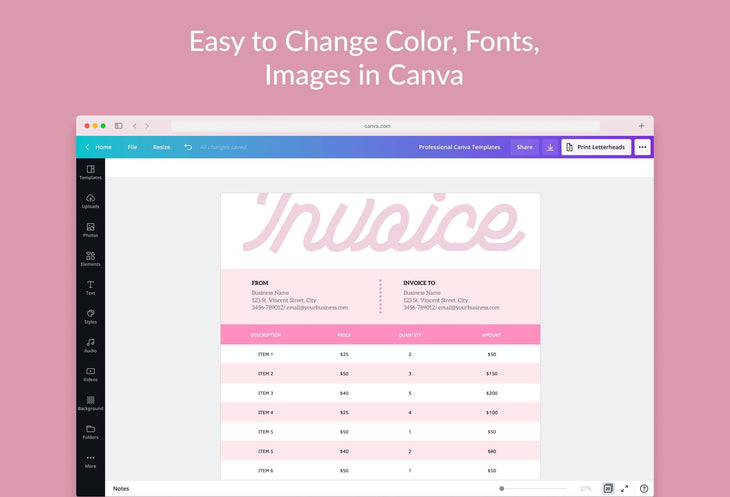 Ladystrategist Invoice Canva Template Bundle instagram canva templates social media templates etsy free canva templates