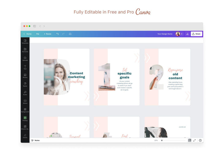 Ladystrategist Joan Coaching 6-Page Carousel Canva Template instagram canva templates social media templates etsy free canva templates