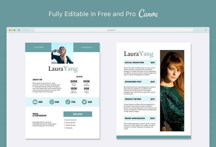 Ladystrategist Laura Yang Media Kit Canva Template for Influencers instagram canva templates social media templates etsy free canva templates