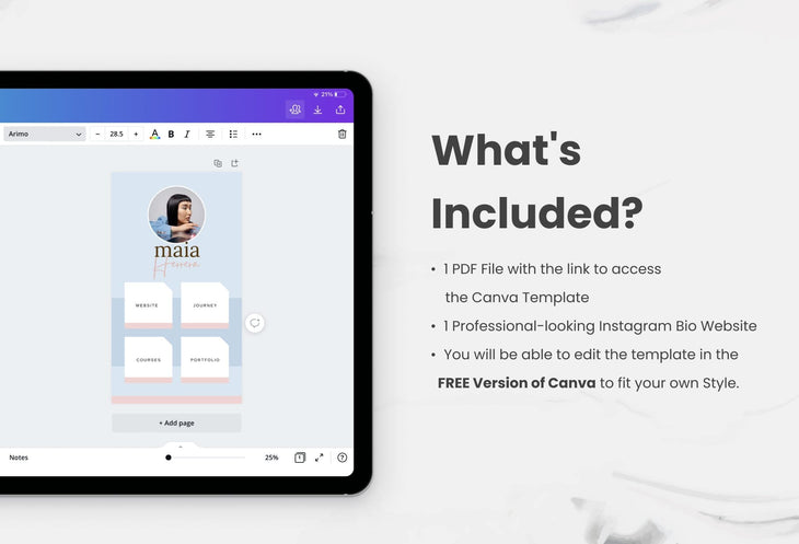 Ladystrategist Maia Instagram Link in Bio Canva Landing Page Website instagram canva templates social media templates etsy free canva templates