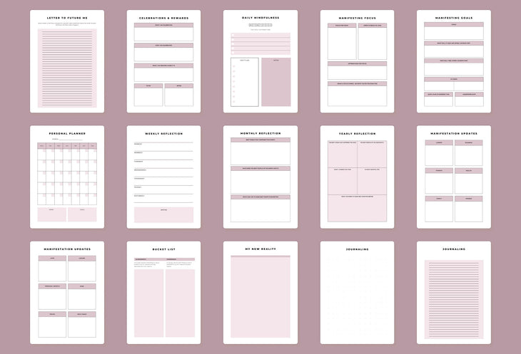 Ladystrategist Manifestation Planner Canva Template Printable and Editable instagram canva templates social media templates etsy free canva templates