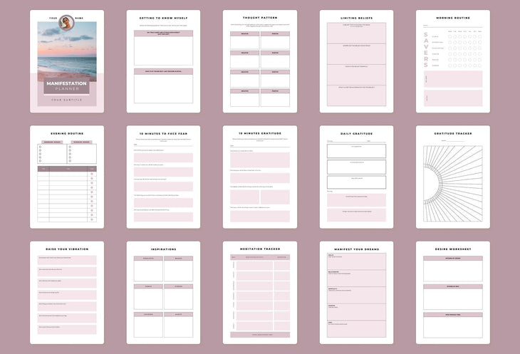 Ladystrategist Manifestation Planner Canva Template Printable and Editable instagram canva templates social media templates etsy free canva templates